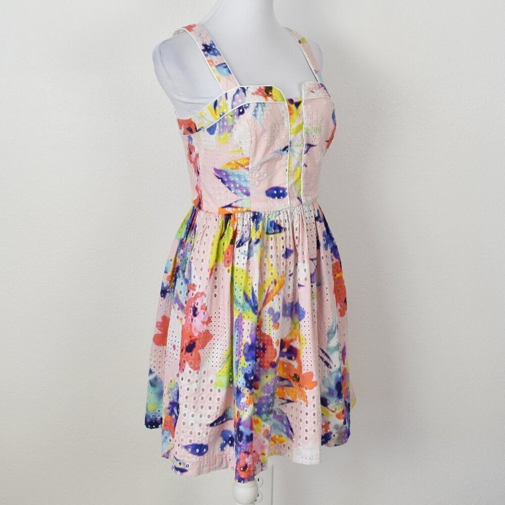 Trina Turk Elin Eyelet Fit and Flare Dress - 6 - Picture 6 of 9